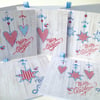Christmas Cards,Pack of Five,'Winter Gingham 'Handmade Xmas Cards,Personalised 