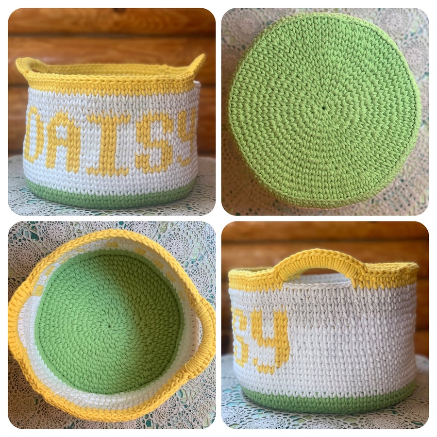 Crocheted toy storage basket