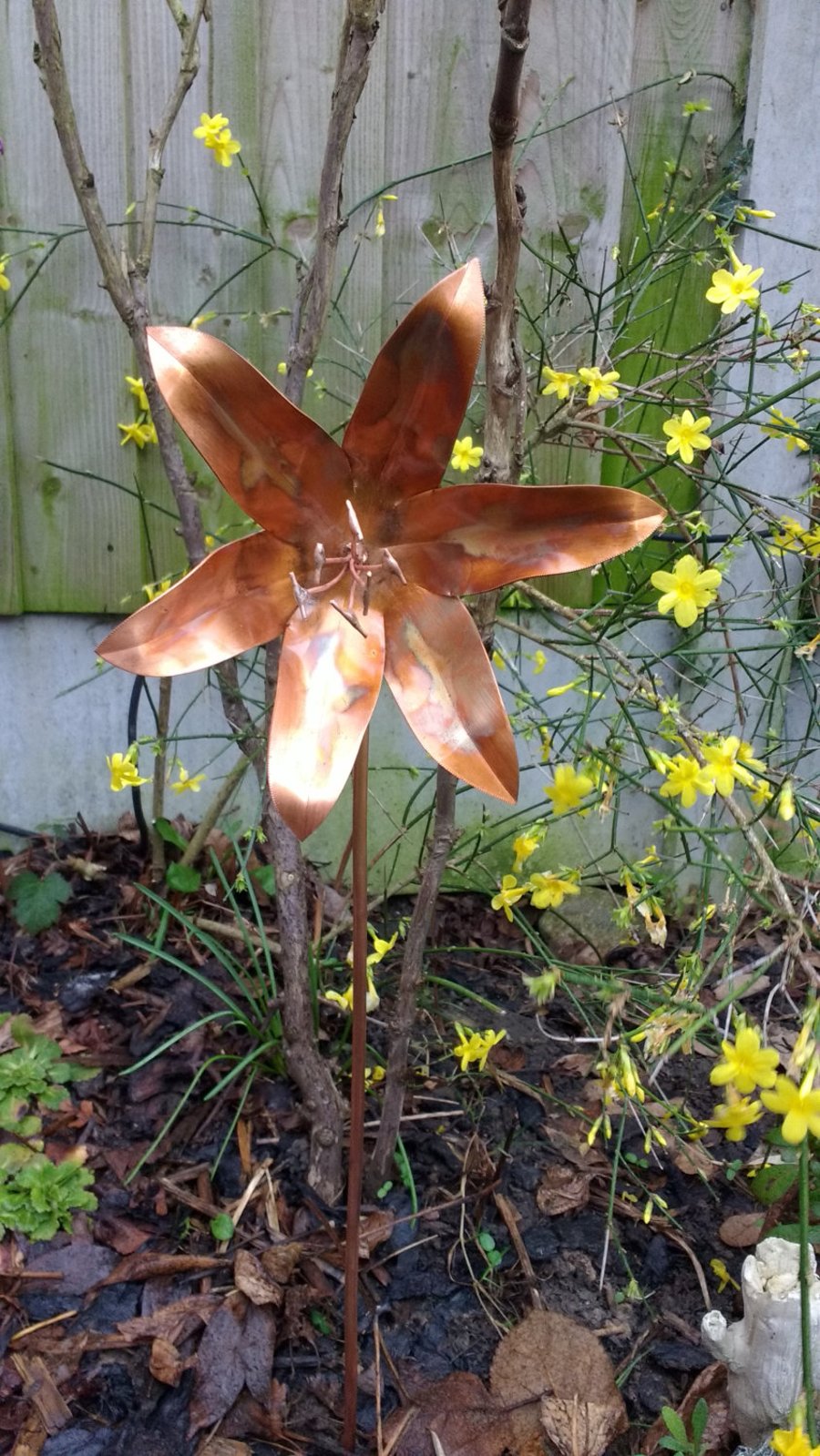 Copper lily garden ornament 