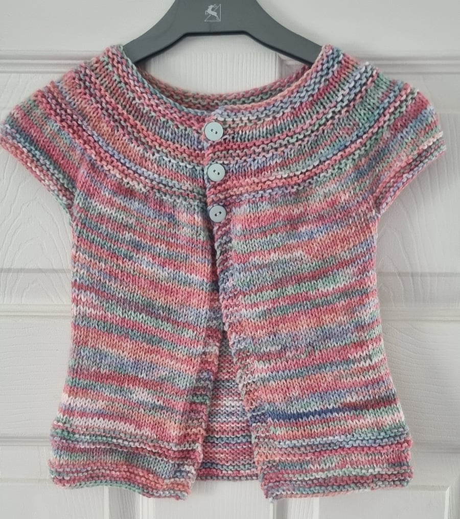 Hand knitted short sleeve summer cardigan to fit 2-3 years