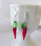 Lampwork Glass  Baby Chilli Pepper Earrings