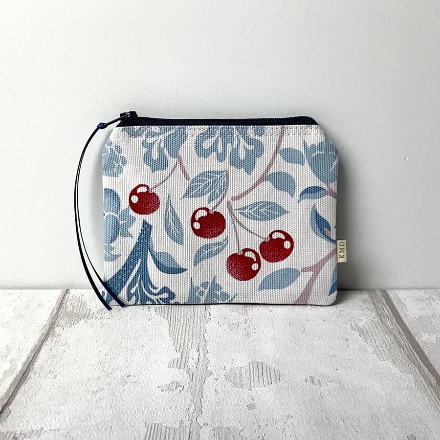 Blue, White and Red Cherries Purse - Coin Purse