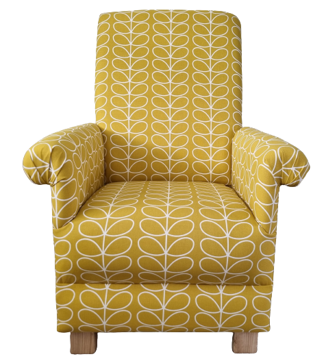 Orla Kiely Linear Stem Dandelion Fabric Adult Chair Armchair Mustard Yellow 