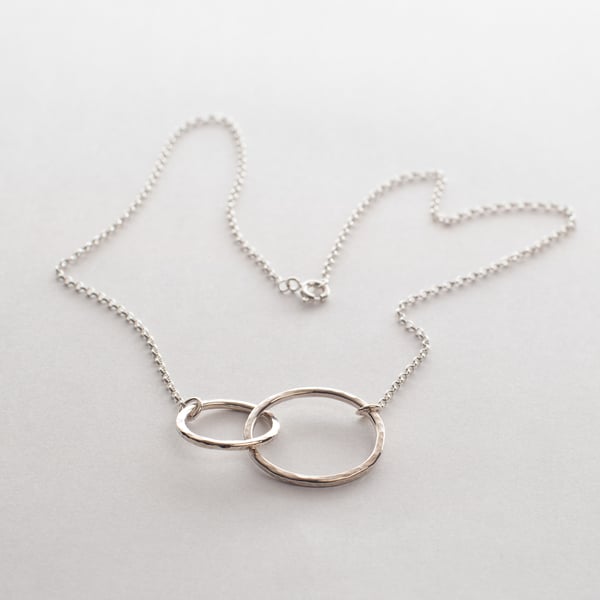 Double Sterling Silver Circle Necklace