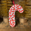 Ceramic candy cane Christmas decoration red