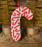 Ceramic candy cane Christmas decoration red