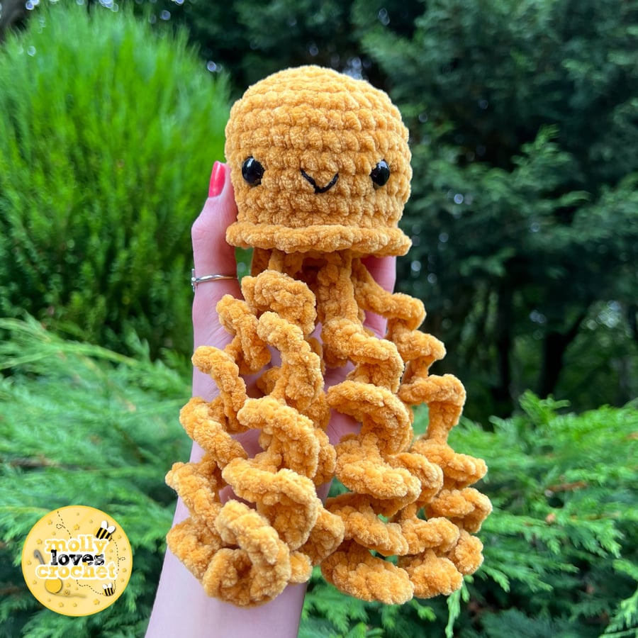 Crochet Jellyfish Amigurumi Plushie GOLD