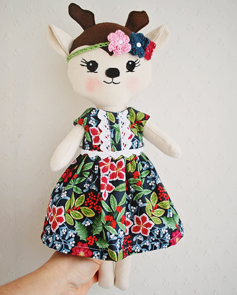 Deer Handmade Doll, Christmas fawn, Plush Deer, Stuffed Animal, Cloth Doll, Deer