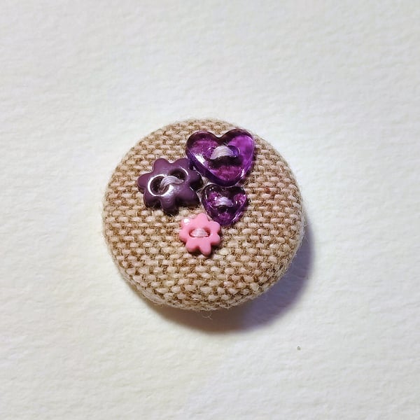 Purple & Pink Button Tweed Badge