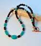 Turquoise & Tiger Ebony Necklace - December Birthday, Anniversary, Gifts For Her - Image 3