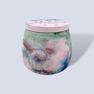 Lilac Pink Green Marbled Jewellery Box with Red Accents Star Trinket Pot