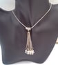 Silver Tassel With Pearls and Spacer Beads On Silver Plated Snake Chain - Image 5