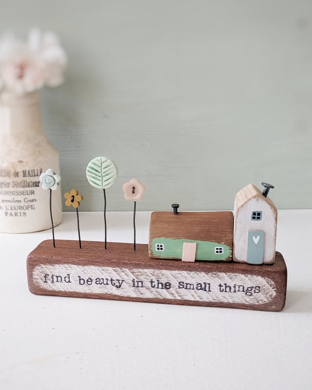 Little Wooden Houses with Clay & Button Garden 'Find beauty in the small things'