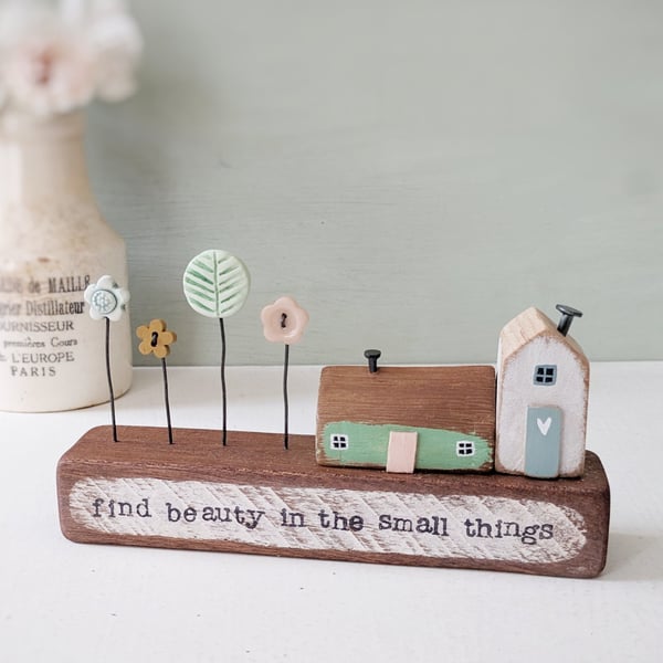 Little Wooden Houses with Clay & Button Garden 'Find beauty in the small things'