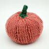 Hand knitted pumpkin pin cushion Peach Green