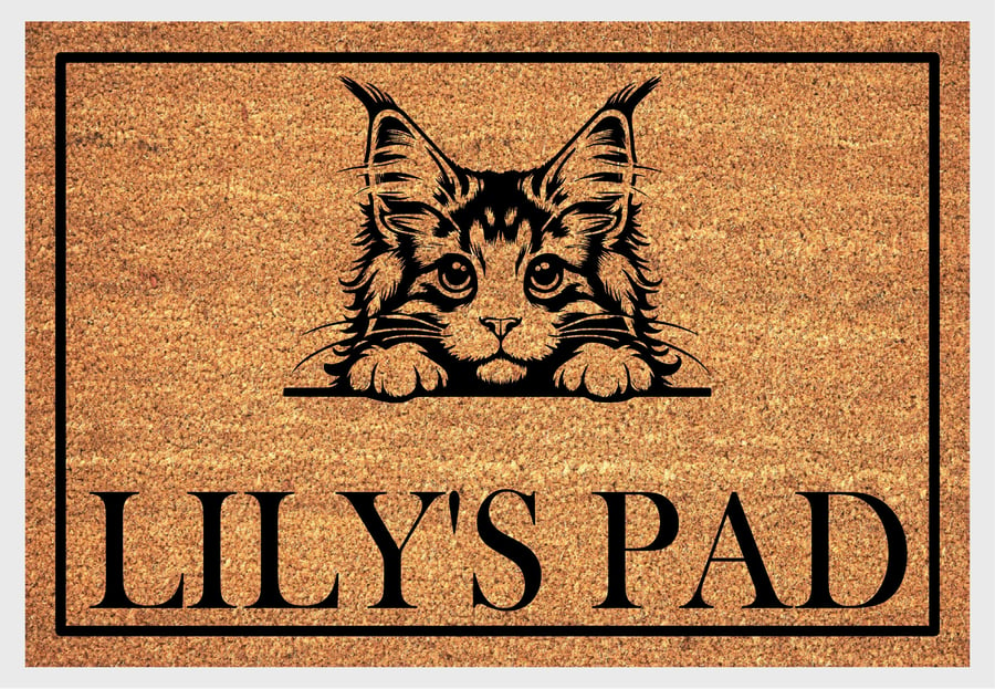 Maine Coon Door Mat - Personalised Maine Coon Welcome Mat - 3 Sizes