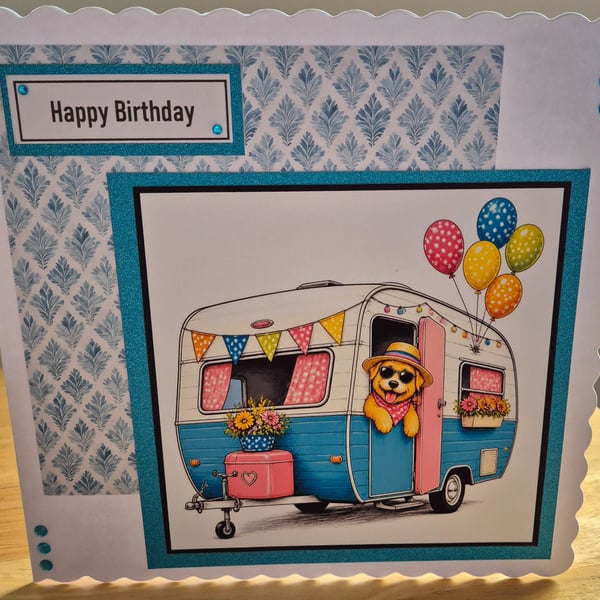 Handmade Caravan Happy Birthday Greeting Card