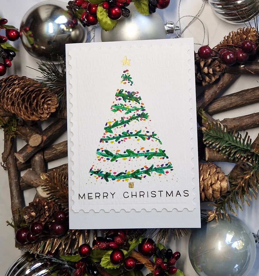 Watercolour Christmas tree card