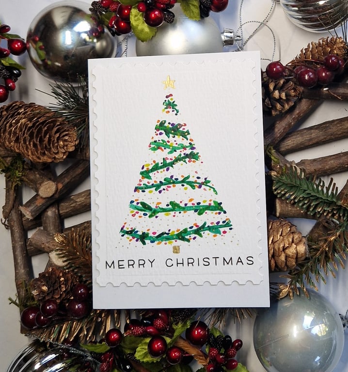 Watercolour Christmas tree card