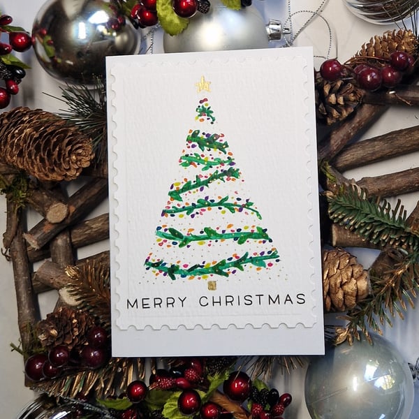 Watercolour Christmas tree card
