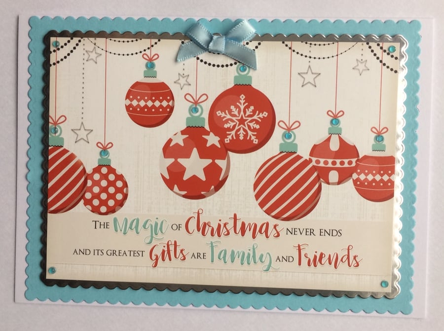 Handmade Christmas Card The Magic of Christmas is Family and Friends