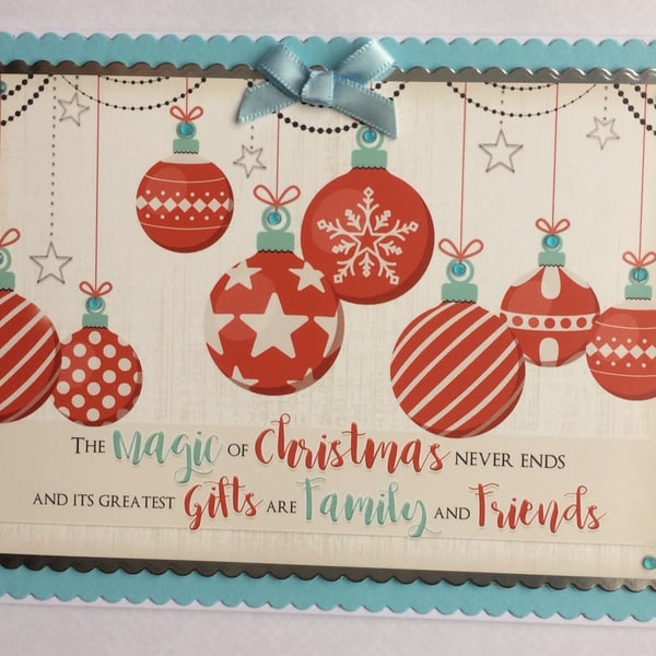 Handmade Christmas Card The Magic of Christmas is Family and Friends