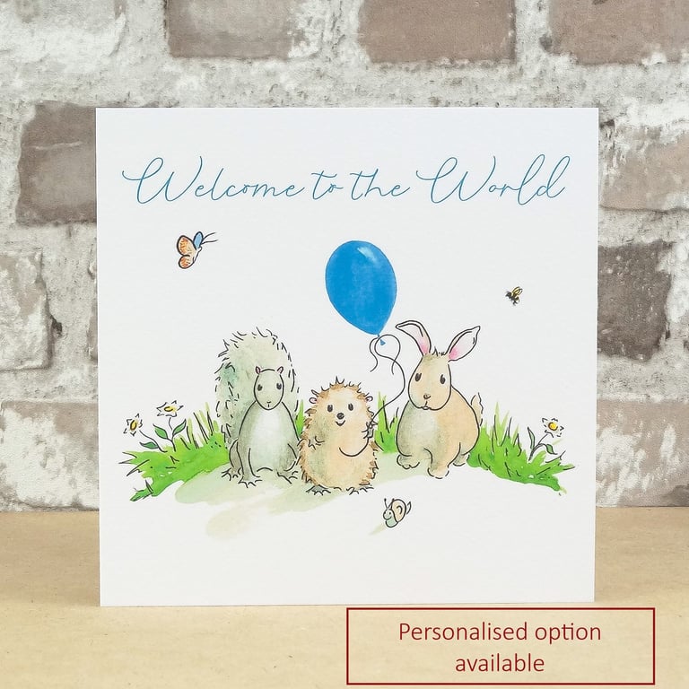 New Baby Card Baby Boy Card -  Personalised name option available