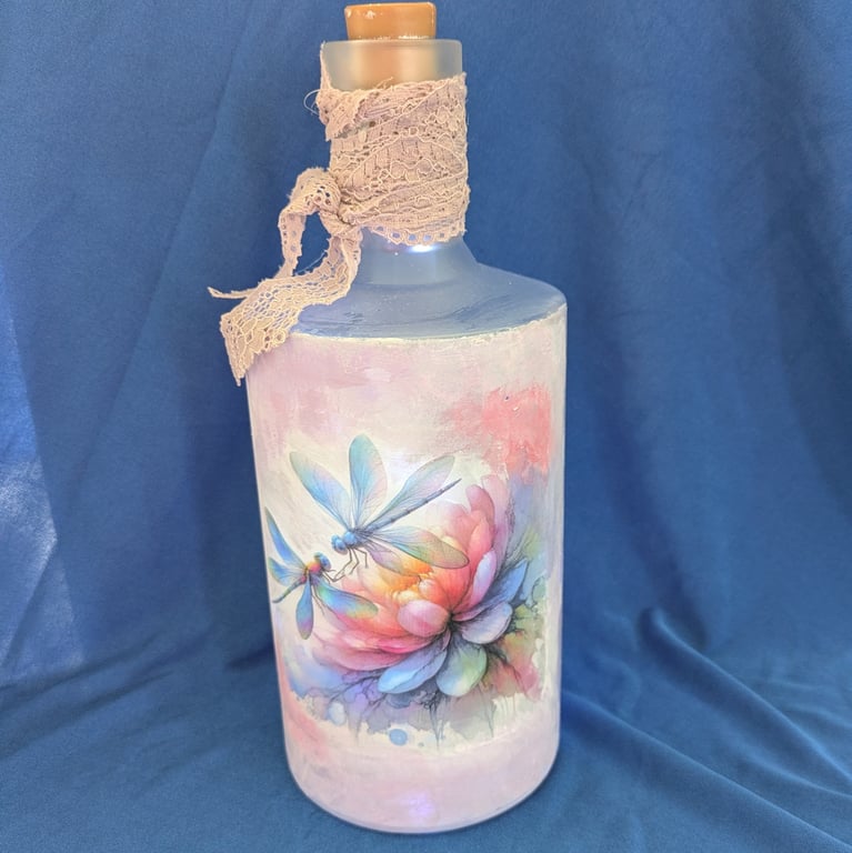 Decoupaged Light Bottle