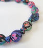 Black Blue Purple Pink & Green Liberty Print Fabric Necklace -Tresco Print E - Image 2