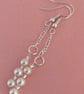 Three Pearl Sterling Silver Chain Drop Earrings  - Image 2