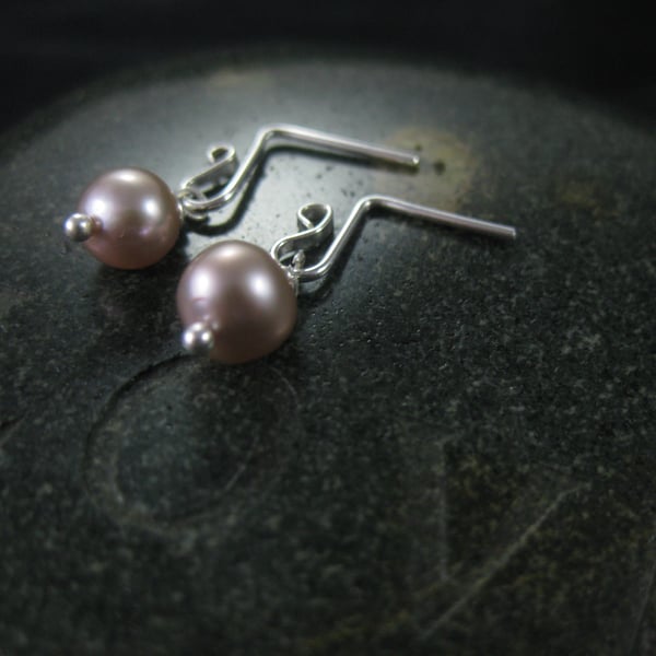 Pearl and sterling silver stud earrings