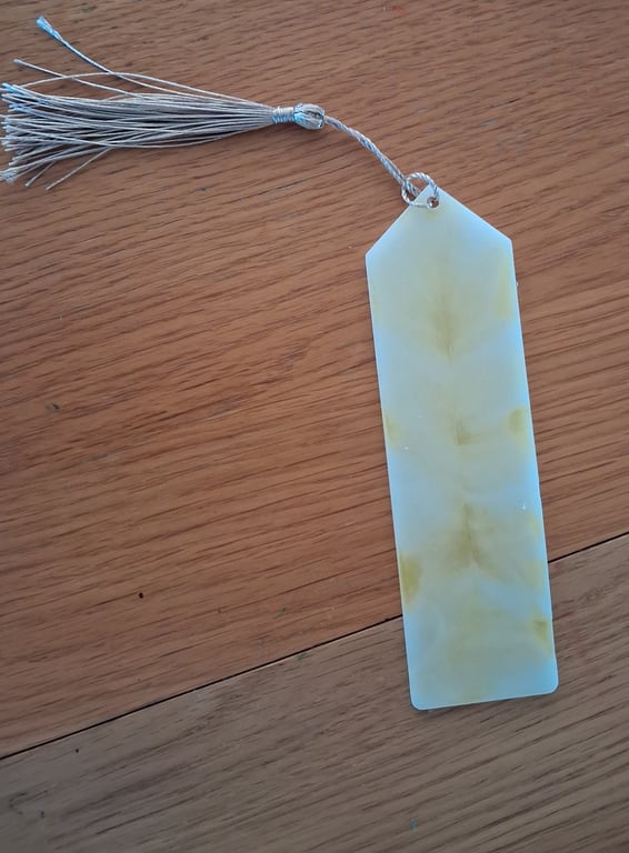 Handmade yellow and white epoxy resin bookmark