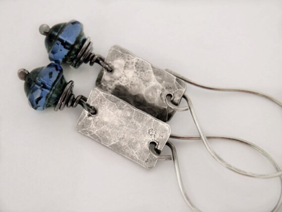 Sterling Silver Earrings Sapphire Blue 