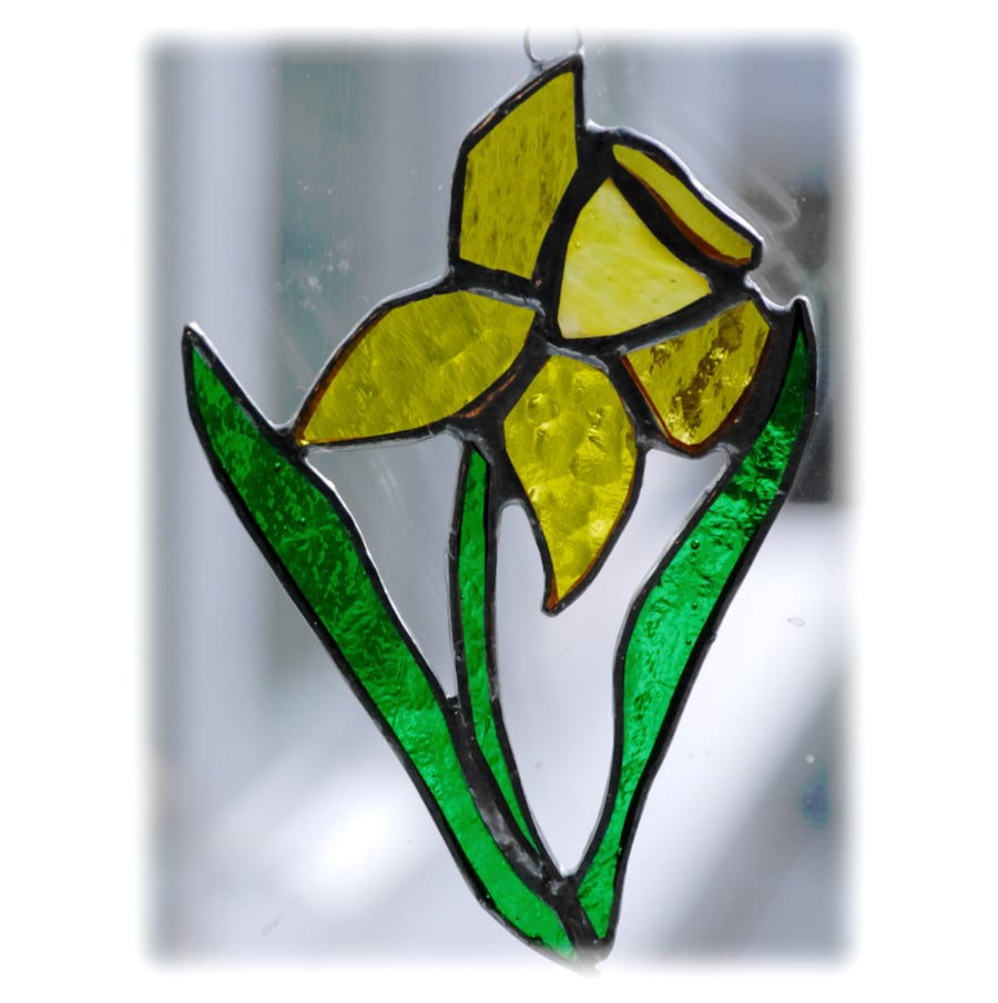 Daffodil Suncatcher Stained Glass Handmade Spring Flower 021