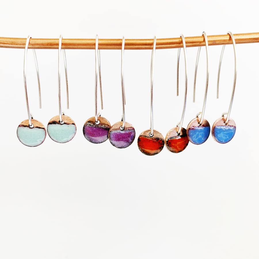 Two Tone Enamel Disc Earrings