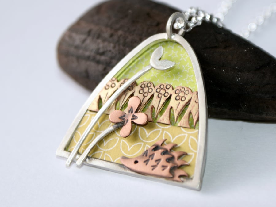 Spring hedgehog necklace
