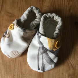 Dorset Button Trimmed Toddler Slippers, age 12 - 18 m, Yellow Taupe Floral S4