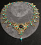 Bejewelled Wire Weave Elephant Necklace with Jasper, Tarnish resistant Gold plat