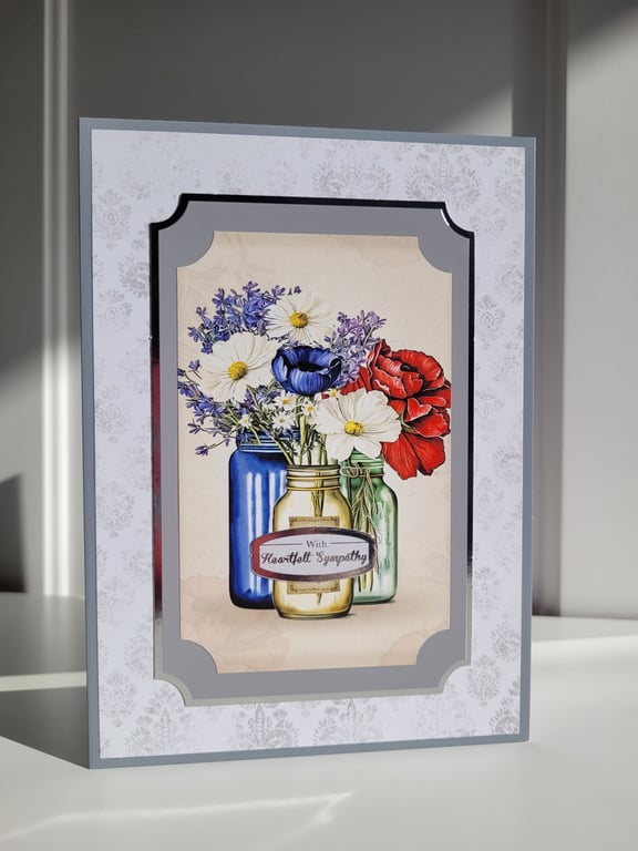 Neutral Sympathy Card – With Heartfelt Sympathy – Handmade Condolence Card