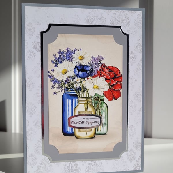 Neutral Sympathy Card – With Heartfelt Sympathy – Handmade Condolence Card