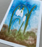 Cards, Greeting card, snowdrop flowers, blank, hand painted original, birthday.  - Image 3