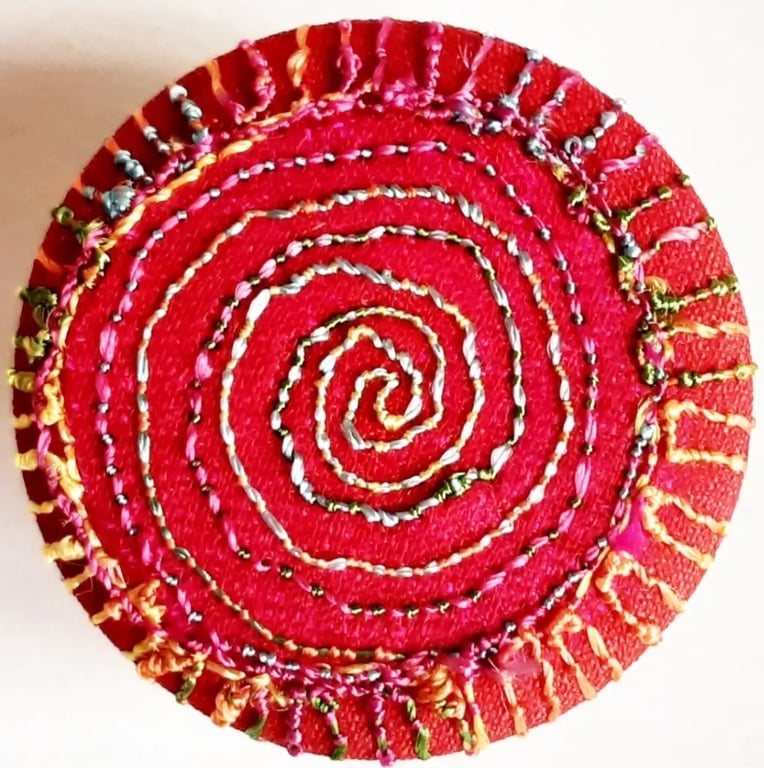 Buttons 1 inch button Hand Dyed Silks and Cottons Free Machine Embroidery Button