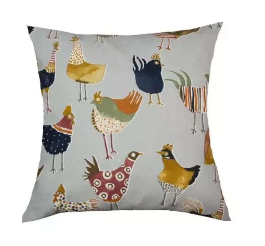 Harriet Colonial Blue Chicken Hens Cushion Cover 14" 16" 17" 18" 20" 22" 24" 26"