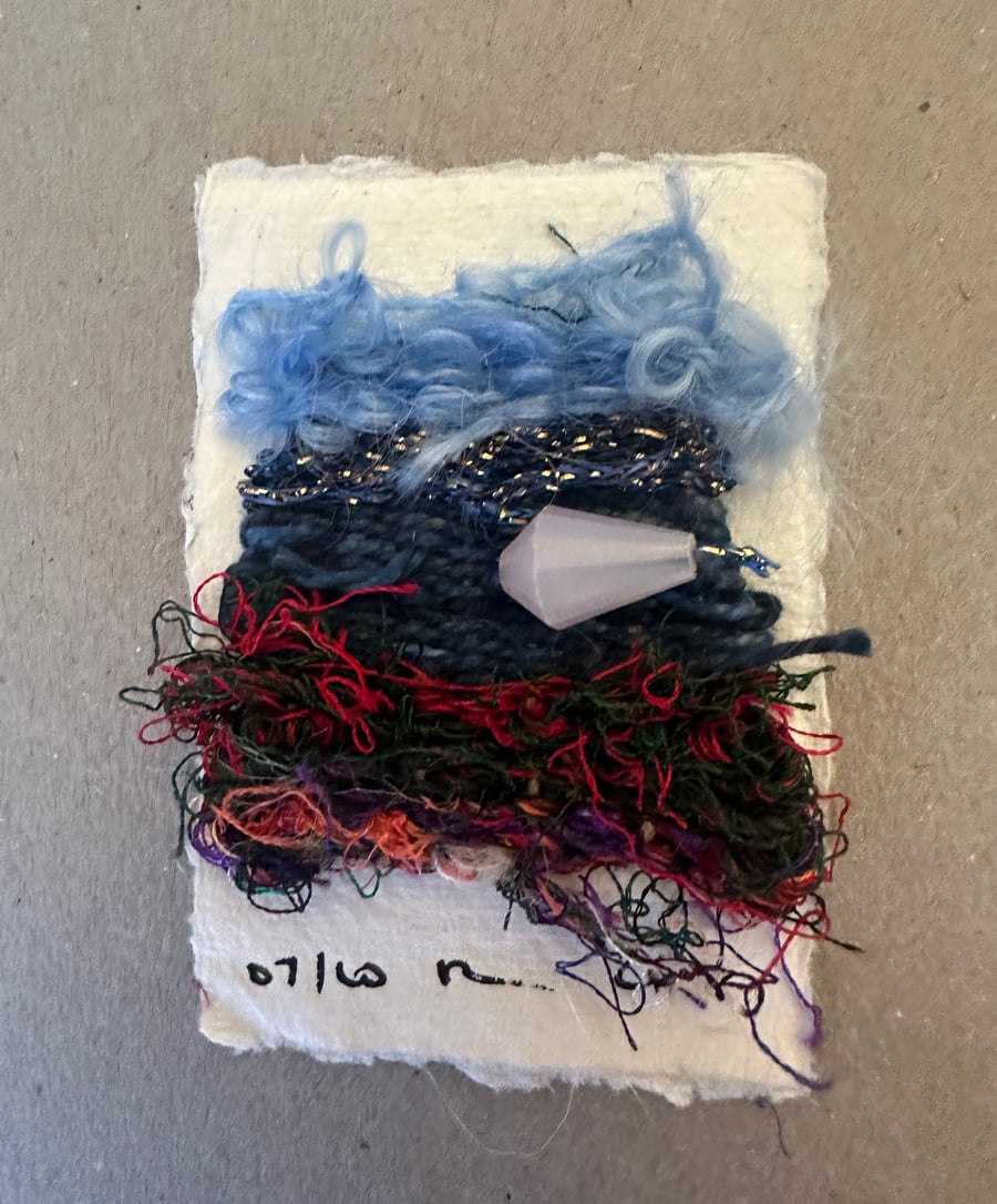 Beaded miniature weaving on paper 7 of 10