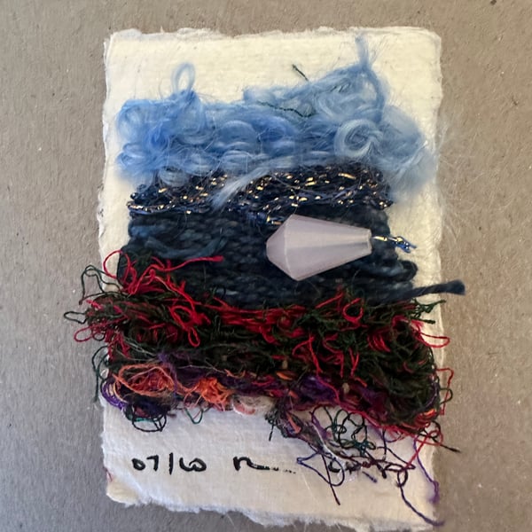 Beaded miniature weaving on paper 7 of 10