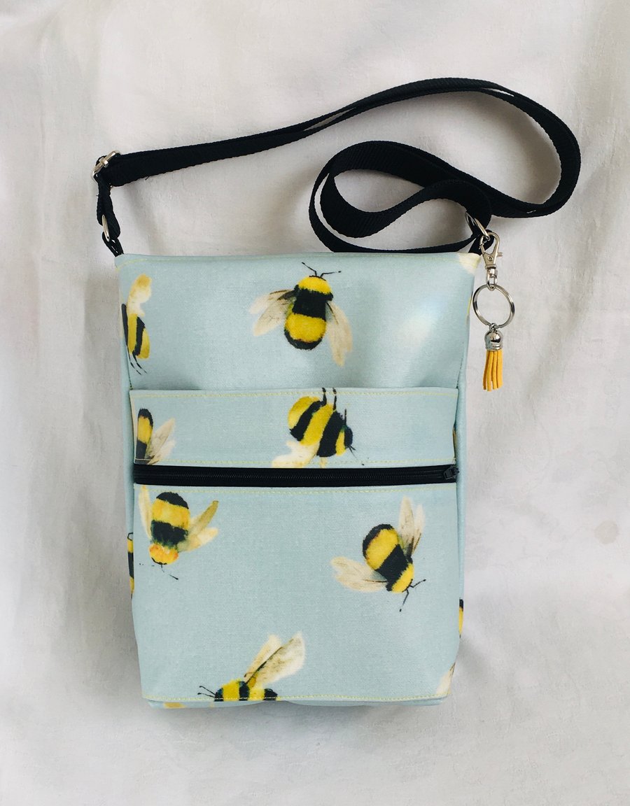 Stunning Bees Crossbody Bag, Dog Walking Bag, Oilcloth Bag, Gift Ideas.