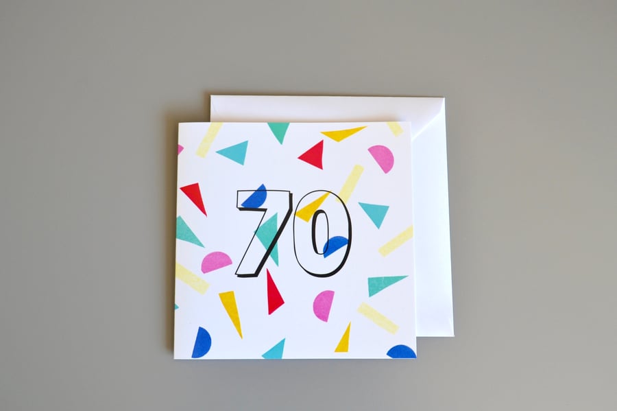 Confetti 70th Birthday Card 