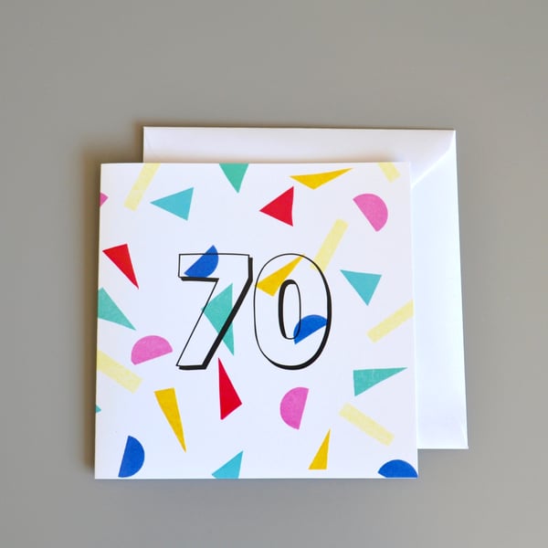 Confetti 70th Birthday Card 