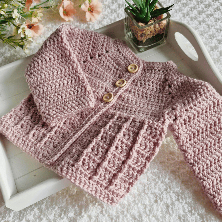 Newborn Neutral Crochet Baby Cardigan – Ready-To-Ship 