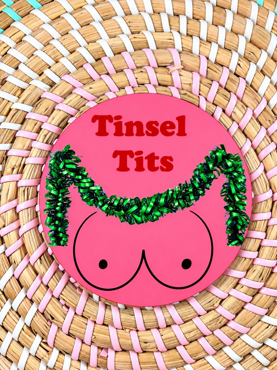 Tinsel Tits Christmas Wooden Coaster – Funny Festive Christmas Gift